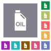 Oil canister square flat icons - Oil canister flat icons on simple color square backgrounds