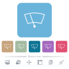 Windshield wiper flat icons on color rounded square backgrounds - Windshield wiper white flat icons on color rounded square backgrounds. 6 bonus icons included