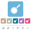 Frying pan top view flat icons on color rounded square backgrounds - Frying pan top view white flat icons on color rounded square backgrounds. 6 bonus icons included