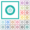 Car wheel flat color icons with quadrant frames on white background - Car wheel flat color icons with quadrant frames