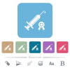 Certified vaccine white flat icons on color rounded square backgrounds. 6 bonus icons included - Certified vaccine flat icons on color rounded square backgrounds