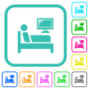 Hospital ward vivid colored flat icons in curved borders on white background - Hospital ward vivid colored flat icons