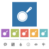Frying pan top view flat white icons in square backgrounds - Frying pan top view flat white icons in square backgrounds. 6 bonus icons included.