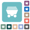 Packed mine cart white flat icons on color rounded square backgrounds - Packed mine cart rounded square flat icons
