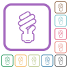 Energy saving fluorescent light bulb outline simple icons - Energy saving fluorescent light bulb outline simple icons in color rounded square frames on white background