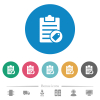 Note tagging flat round icons - Note tagging flat white icons on round color backgrounds. 6 bonus icons included.