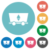 Ethereum cryptocurrency mining flat white icons on round color backgrounds - Ethereum cryptocurrency mining flat round icons