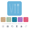 barbecue tools, tongs fork and spatula flat icons on color rounded square backgrounds - barbecue tools, tongs fork and spatula white flat icons on color rounded square backgrounds. 6 bonus icons included