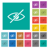 Visually impaired multi colored flat icons on plain square backgrounds. Included white and darker icon variations for hover or active effects. - Visually impaired square flat multi colored icons