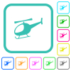 Helicopter silhouette vivid colored flat icons in curved borders on white background - Helicopter silhouette vivid colored flat icons