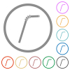 Single drinking straw flat color icons in round outlines on white background - Single drinking straw flat icons with outlines