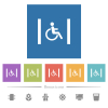 Handicapped parking flat white icons in square backgrounds. 6 bonus icons included. - Handicapped parking flat white icons in square backgrounds