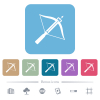 Crossbow with arrow flat icons on color rounded square backgrounds - Crossbow with arrow white flat icons on color rounded square backgrounds. 6 bonus icons included