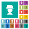 Table lamp multi colored flat icons on plain square backgrounds. Included white and darker icon variations for hover or active effects. - Table lamp square flat multi colored icons