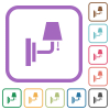 Wall lamp simple icons - Wall lamp simple icons in color rounded square frames on white background
