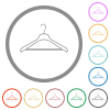 Clothes hanger flat color icons in round outlines on white background - Clothes hanger flat icons with outlines