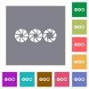 Set aperture size flat icons on simple color square backgrounds - Set aperture size square flat icons