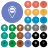 Remove GPS location multi colored flat icons on round backgrounds. Included white, light and dark icon variations for hover and active status effects, and bonus shades. - Remove GPS location round flat multi colored icons