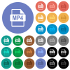 MP4 file format multi colored flat icons on round backgrounds. Included white, light and dark icon variations for hover and active status effects, and bonus shades. - MP4 file format round flat multi colored icons