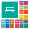 Park bench multi colored flat icons on plain square backgrounds. Included white and darker icon variations for hover or active effects. - Park bench square flat multi colored icons