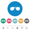 Aviator sunglasses with glosses flat round icons - Aviator sunglasses with glosses flat white icons on round color backgrounds. 6 bonus icons included.