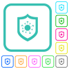 Covid protection vivid colored flat icons in curved borders on white background - Covid protection vivid colored flat icons