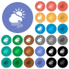 Sunny and windy weather multi colored flat icons on round backgrounds. Included white, light and dark icon variations for hover and active status effects, and bonus shades. - Sunny and windy weather round flat multi colored icons