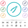 Combined pliers flat color icons in circle shape outlines - Combined pliers flat color icons in circle shape outlines. 12 bonus icons included.