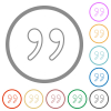 Quotation mark outline flat color icons in round outlines on white background - Quotation mark outline flat icons with outlines