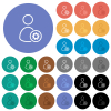 User settings outline multi colored flat icons on round backgrounds. Included white, light and dark icon variations for hover and active status effects, and bonus shades. - User settings outline round flat multi colored icons