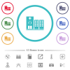 Medical assistance flat color icons in circle shape outlines. 12 bonus icons included. - Medical assistance flat color icons in circle shape outlines