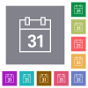 Calendar outline square flat icons - Calendar outline flat icons on simple color square backgrounds