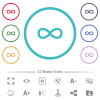 Infinity symbol flat color icons in circle shape outlines. 12 bonus icons included. - Infinity symbol flat color icons in circle shape outlines