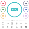 PIN code flat color icons in circle shape outlines. 12 bonus icons included. - PIN code flat color icons in circle shape outlines