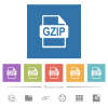 GZIP file format flat white icons in square backgrounds. 6 bonus icons included. - GZIP file format flat white icons in square backgrounds