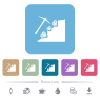 Diamond mining flat icons on color rounded square backgrounds - Diamond mining white flat icons on color rounded square backgrounds. 6 bonus icons included