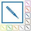 Digital thermometer flat color icons in square frames on white background - Digital thermometer flat framed icons