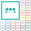 Luggage conveyor flat color icons with quadrant frames on white background - Luggage conveyor flat color icons with quadrant frames