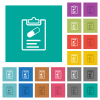 Medical prescription multi colored flat icons on plain square backgrounds. Included white and darker icon variations for hover or active effects. - Medical prescription square flat multi colored icons