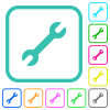 Single wrench vivid colored flat icons - Single wrench vivid colored flat icons in curved borders on white background