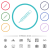 Digital thermometer flat color icons in circle shape outlines. 12 bonus icons included. - Digital thermometer flat color icons in circle shape outlines
