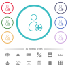 Add new user flat color icons in circle shape outlines. 12 bonus icons included. - Add new user flat color icons in circle shape outlines