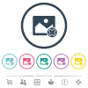Cancel image operations flat color icons in round outlines. 6 bonus icons included. - Cancel image operations flat color icons in round outlines
