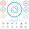 Mobile screen rotation locked flat color icons in circle shape outlines. 12 bonus icons included. - Mobile screen rotation locked flat color icons in circle shape outlines