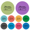 Family house darker flat icons on color round background - Family house color darker flat icons