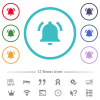 Active notification flat color icons in circle shape outlines. 12 bonus icons included. - Active notification flat color icons in circle shape outlines