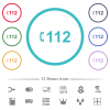 Emergency call 112 flat color icons in circle shape outlines. 12 bonus icons included. - Emergency call 112 flat color icons in circle shape outlines