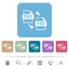 PNG PSD file conversion white flat icons on color rounded square backgrounds. 6 bonus icons included - PNG PSD file conversion flat icons on color rounded square backgrounds