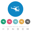 Helicopter silhouette flat round icons - Helicopter silhouette flat white icons on round color backgrounds. 6 bonus icons included.