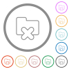 Cancel folder outline flat icons with outlines - Cancel folder outline flat color icons in round outlines on white background